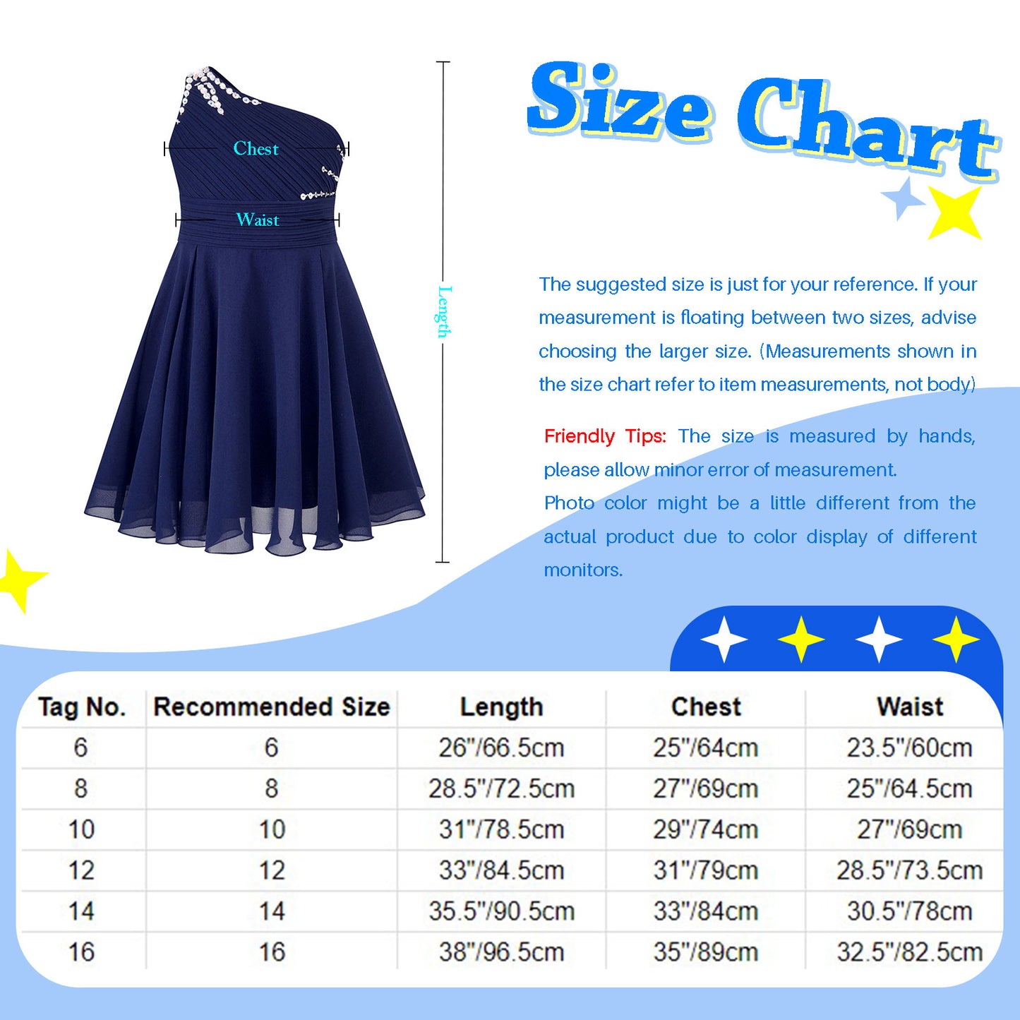 Macy Girls Elegant Beaded Party Dress One Shoulder A-Line Chiffon Princess Dresses Wedding Birthday Prom Evening Gown