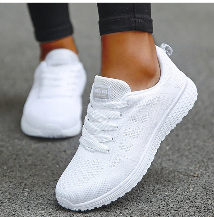 Macy New Fashion Sneakers For Women Walking Soft Sneakers Women Mesh Fabric Lace Up Female Footwear Shoes For Women