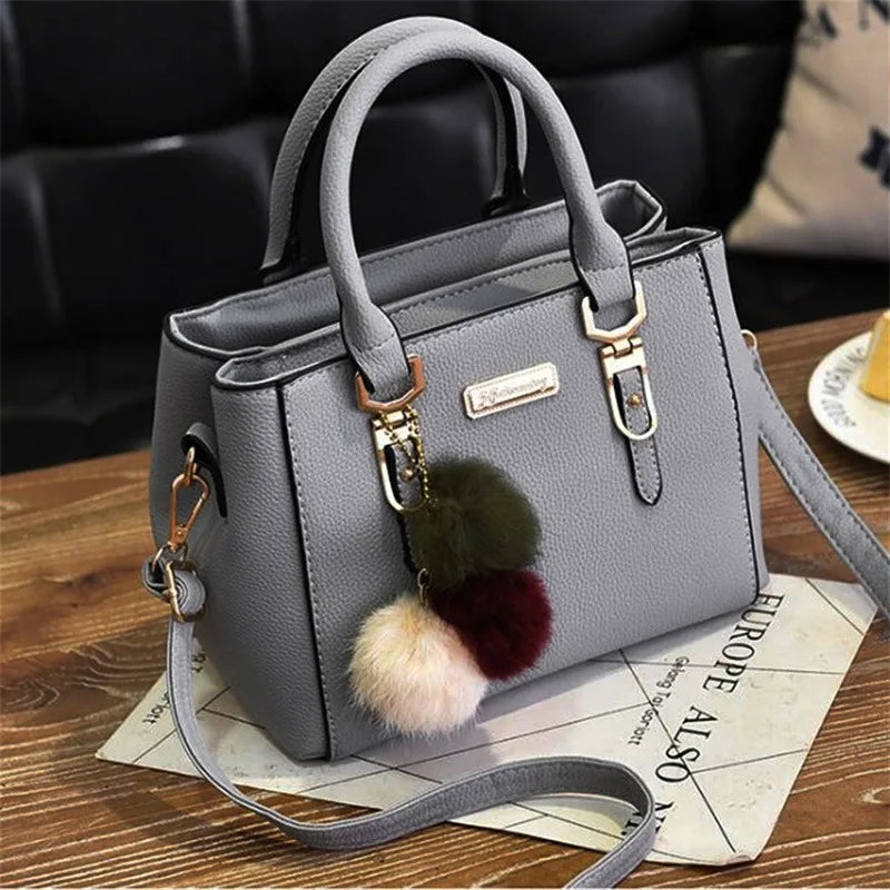 Maxy PU Leather Ladies Handbags Women Vintage Purse Plush Tassel Messenger Bags Tote Boston Shoulder Crossbody Bag