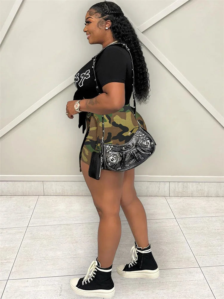 Maxy Women Clothing Shorts Skirts Cargo Camouflage Casual Sexy Fashion Streetwear New Mini Pants.