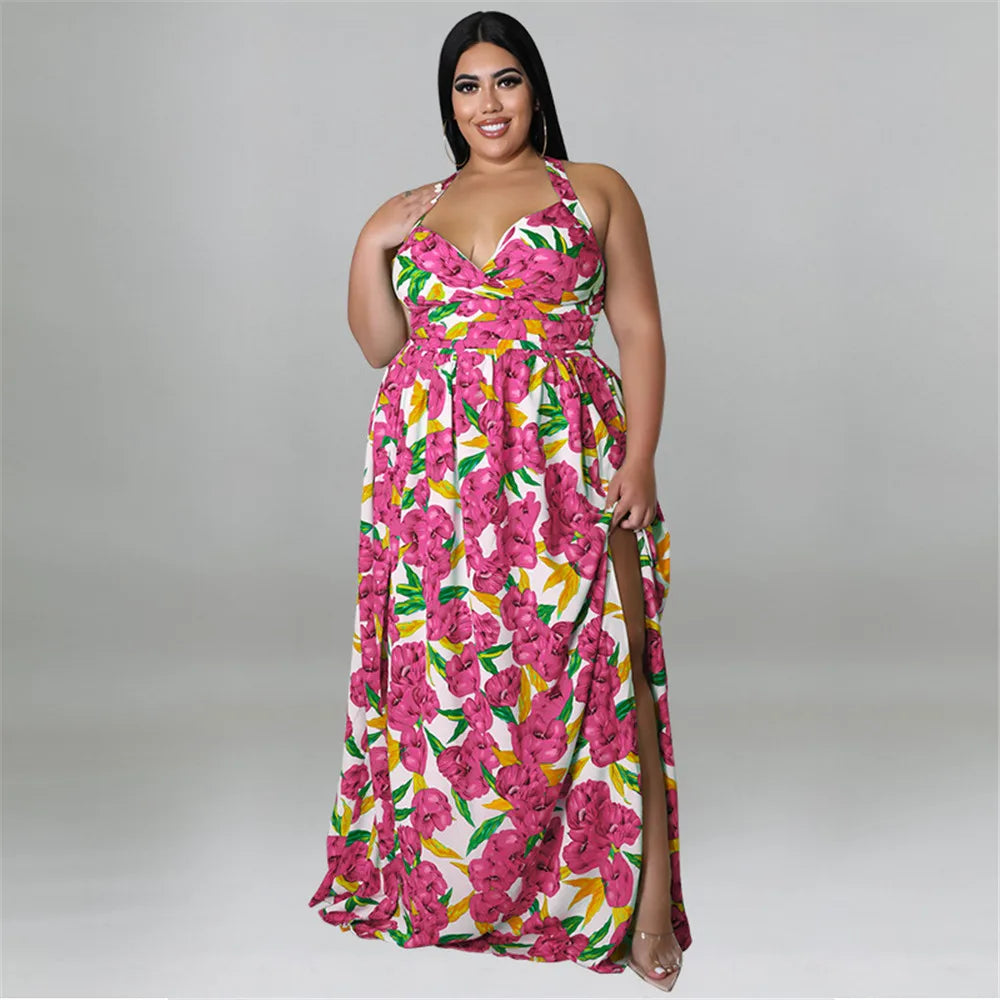 Maxy Plus Size Dresses for Women Clothing Summer Holiday Bandage Open Back Elegant Beach New Dress