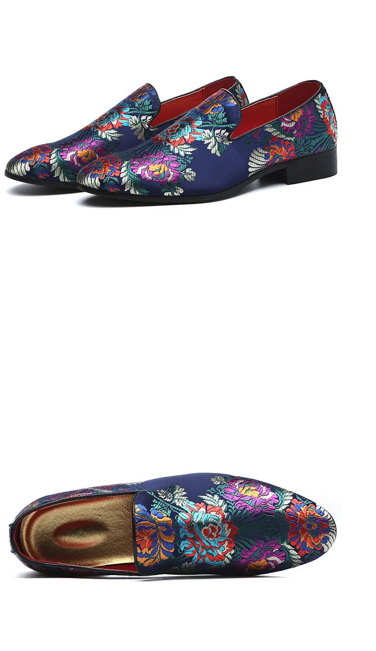 Visco Men's Casual Shoes Men's Comfortable Driving Loafers Light Moccasins Men Retro Embroidery Party Wedding Flats EUR Sizes 38-48