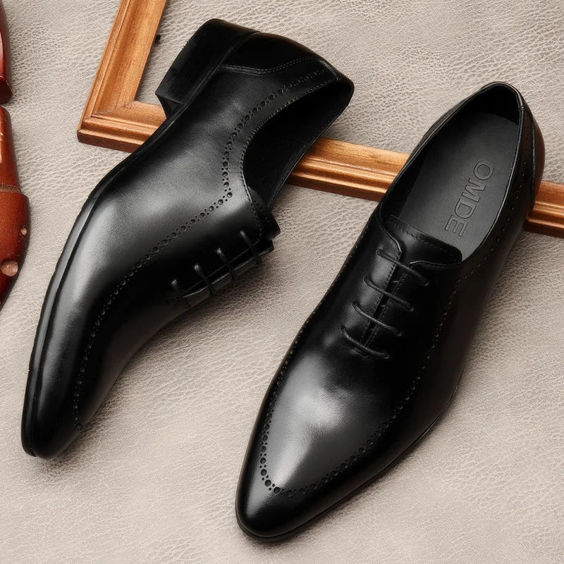 Visco Handmade Men's Oxford Shoes Real Calf Leather Black Brown Classic Brogue Business Wedding Dress Shoes for Men 2024 New