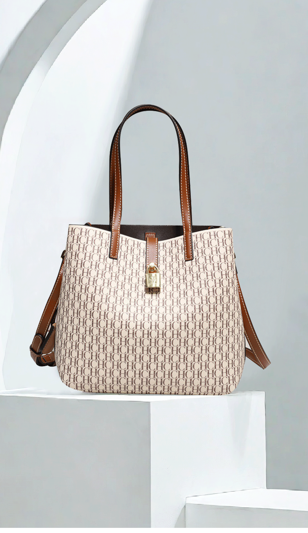 Maxy CH Premium Versatile Leather Crossbody Bag Ladies Large Capacity Daily Commuter Tote Bag Letter Print Design Ladies Fashion