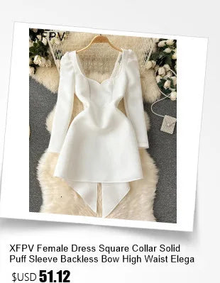 Amay Women's Temperament Puff Long Sleeve Hanging Neck Split Metal Pleated Dress Y2k Fashion Tide Spring Summer