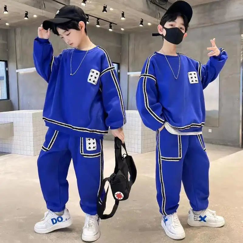 Maxy Fashion 2024 Kids Boys Clothes Sets Autumn Long Sleeve Sweatshirt + Pants 2PCS Boy Children Clothing Suits Teenage 6 8 10 12 Year
