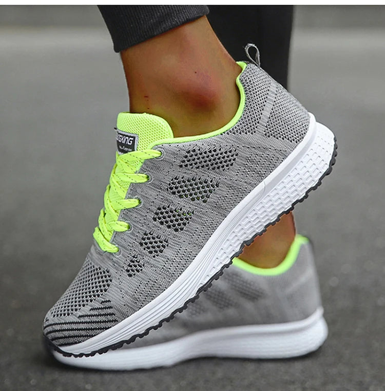 Macy New Fashion Sneakers For Women Walking Soft Sneakers Women Mesh Fabric Lace Up Female Footwear Shoes For Women