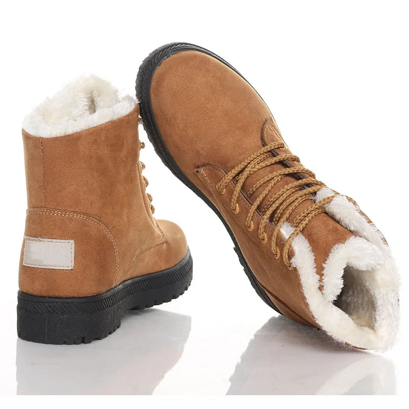 Maxy Women's Boots Winter Boots with Fur Low Heels Snow Boots Ankle Bota Feminina Platform Booties For Women Winter Shoes Heeled