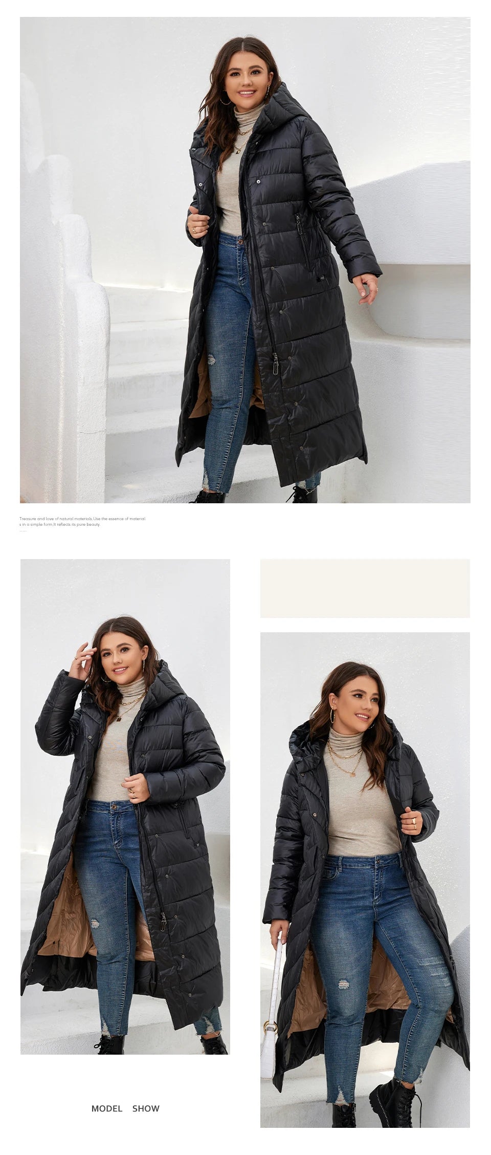 Macy New Winter Women's Jackets Plus Size Mid-length Thick Hood Warm Zipper Belt Classic Casual Women Coat Parkas