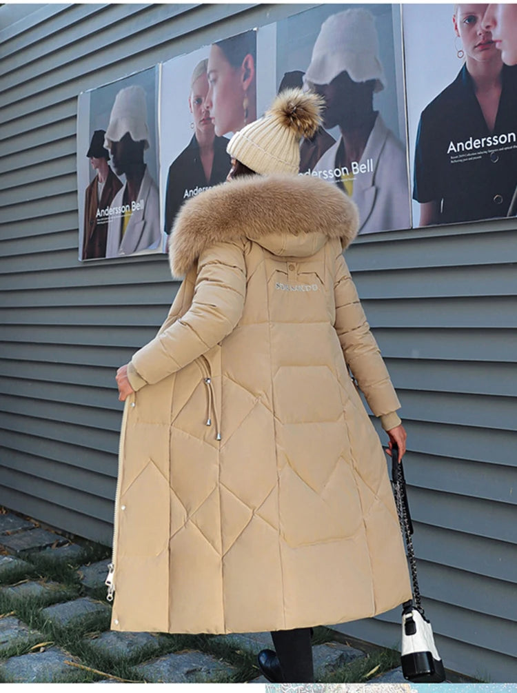 New Korean Gracy Down Cotton Coat Women Long Winter Puffer Parkas Thicken Warm Hooded Cotton-Padded Jacket Coat Zipper Overcoat