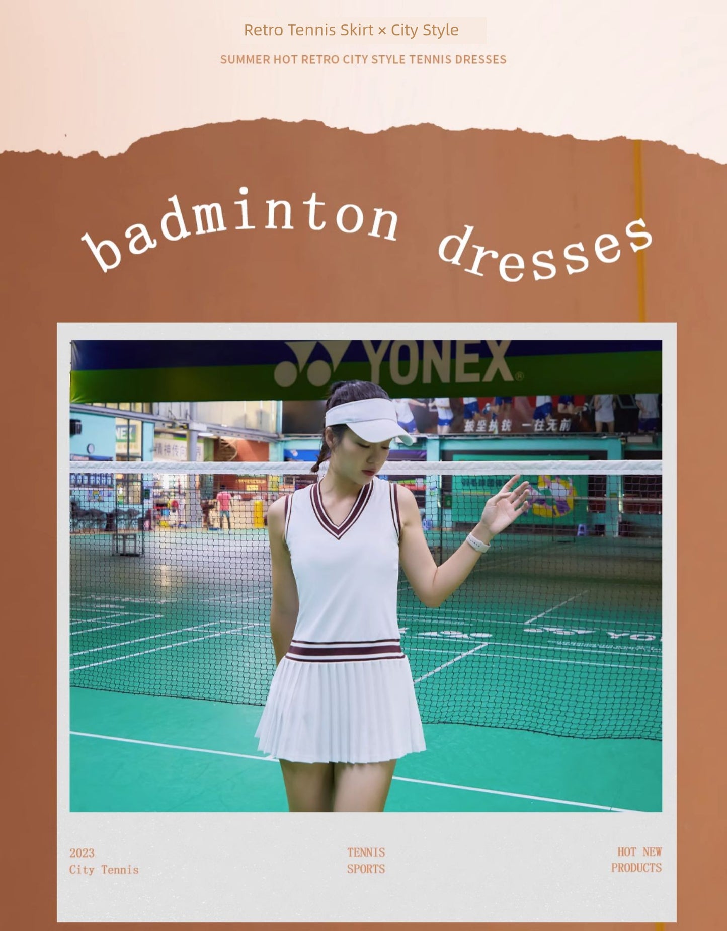 Maxy Quick-Drying Pleated V Neck Badminton American Style Dress.