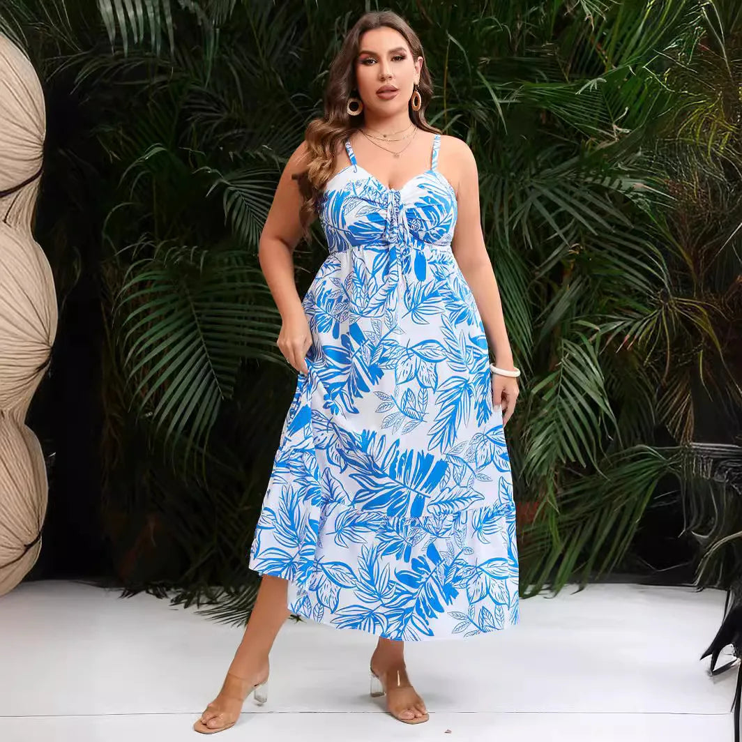 Babs Elegant and Sexy Beautiful Beach Women's Summer Clothing Plus Size Party Casual Printing Sleeveless Vacation Dresses Cheap