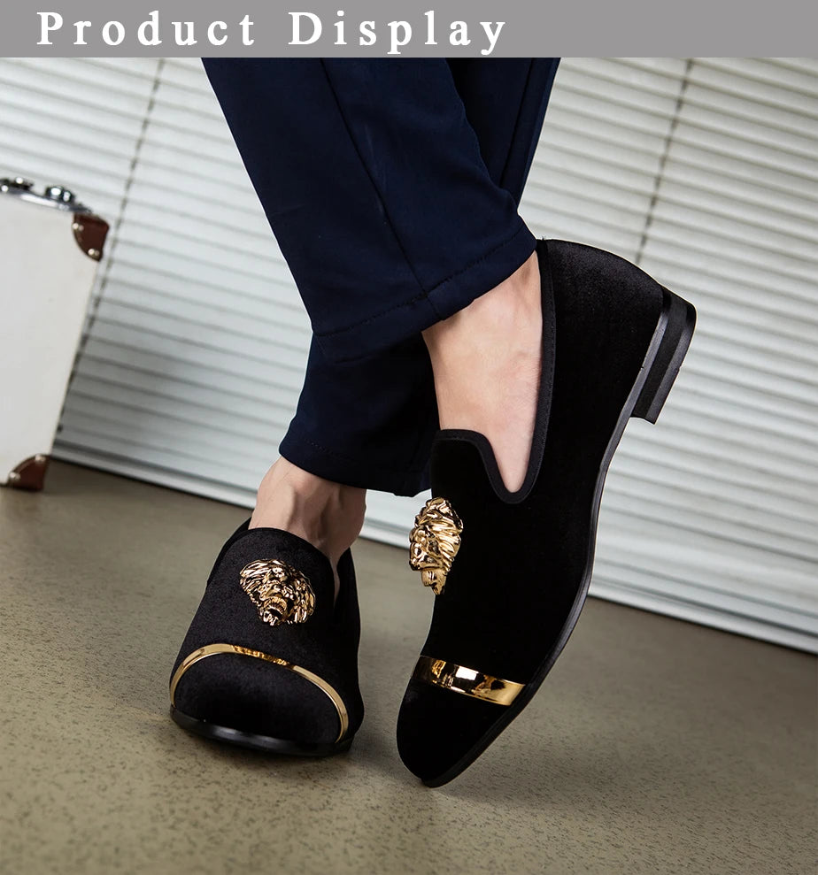Visco Men's Loafers Brand Suede Velvet Leather Shoes Vintage Slip-on Classic Casual Men Driving Shoes Wedding Male Dress Shoes 39-47