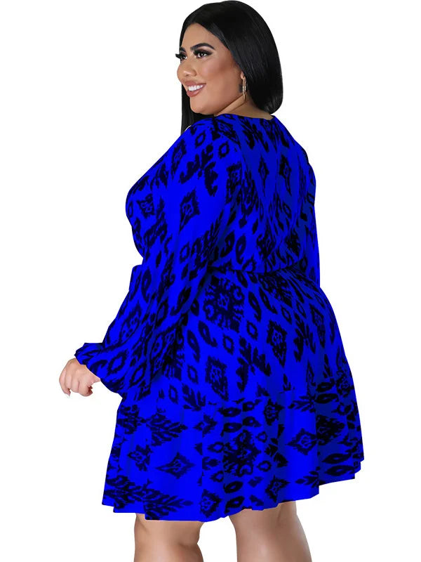 Maxy Plus Size loose Dresses for Women Long Sleeve Printed big harm Africa midi Dress New Style Fall Wholesale