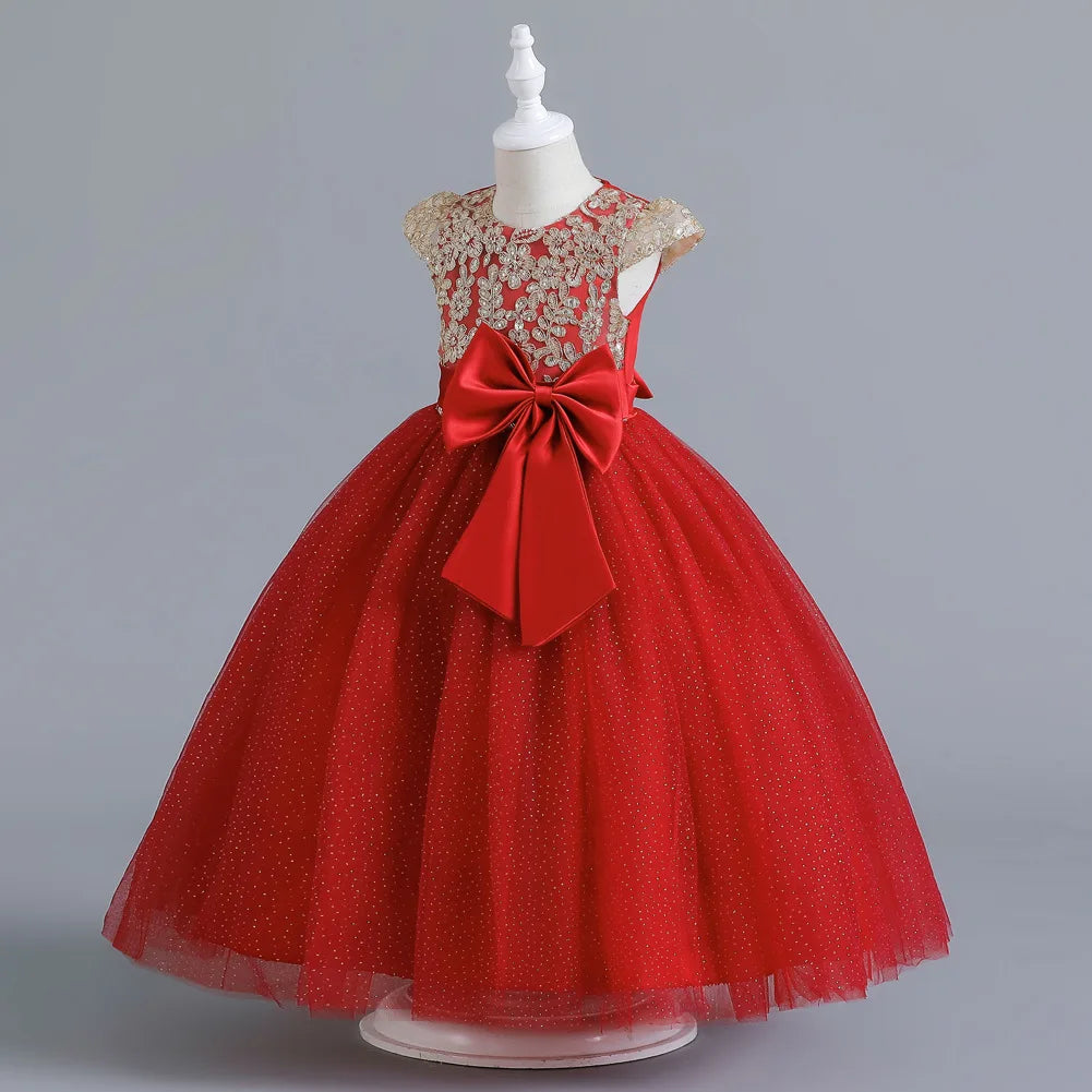 Maxy Girls' Wedding Dress Pompadour Princess Children's Christmas Evening Dresses