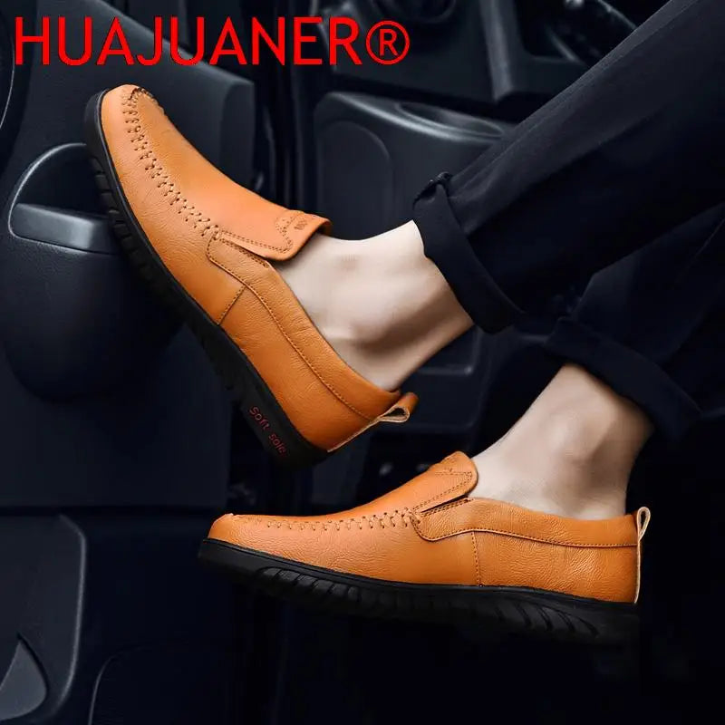 Visco Leather Men Casual Shoes 2024 Slip on Formal Loafers Shoes Men Italian Black Male Driving Shoes Big Size 37-47