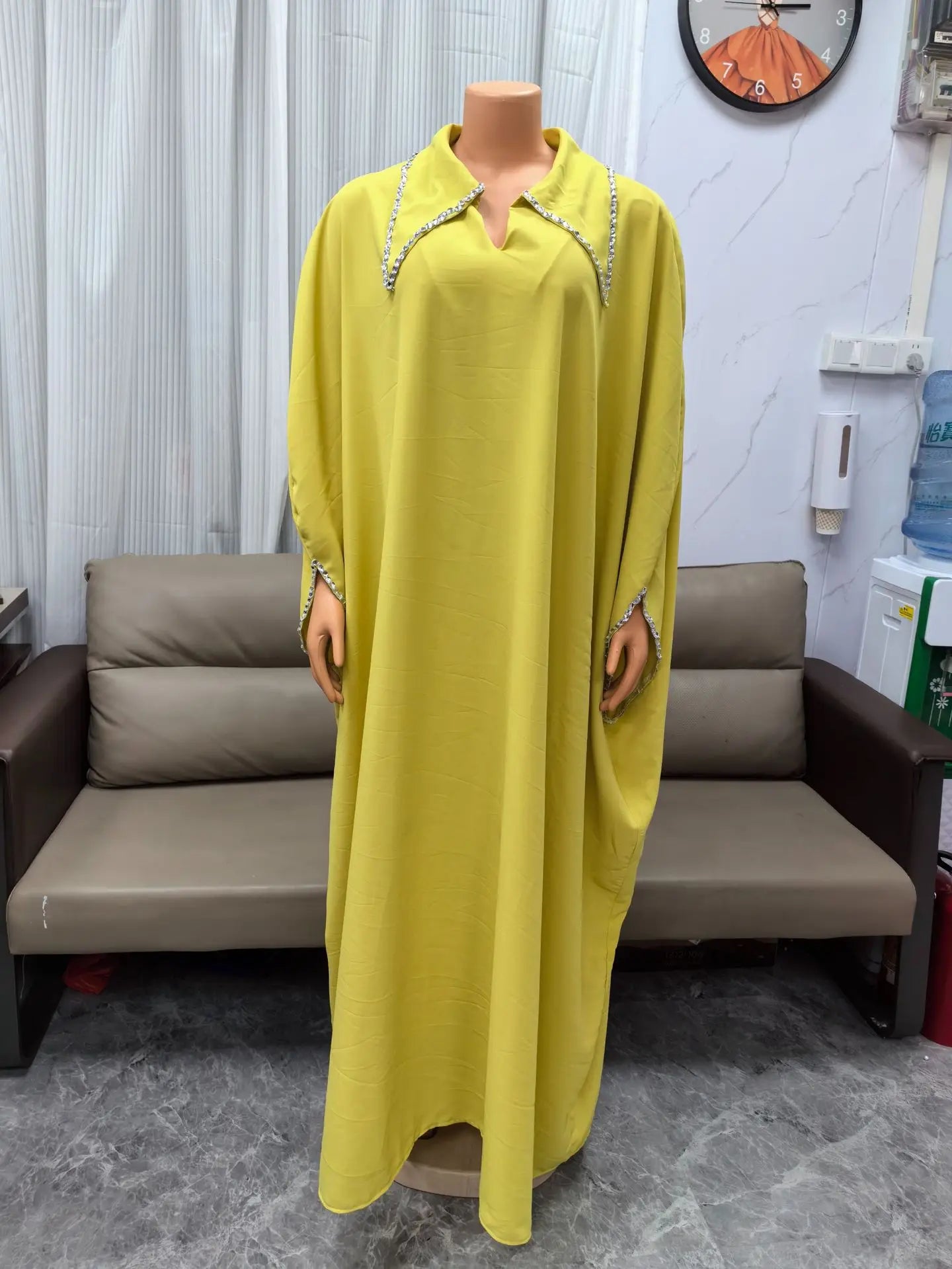 Macy Summer Elegant Muslim Women Long Sleeve V-neck Plus Size Long Macy Dress Abaya Dress Kaftan Gowns