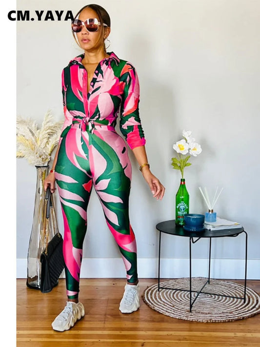 Maxy Streetwear Leaf Printed Women Legging Pants Suit and Long Sleeve Shirt Fashion Casual Two 2 Piece Set Outfits Tracksuit