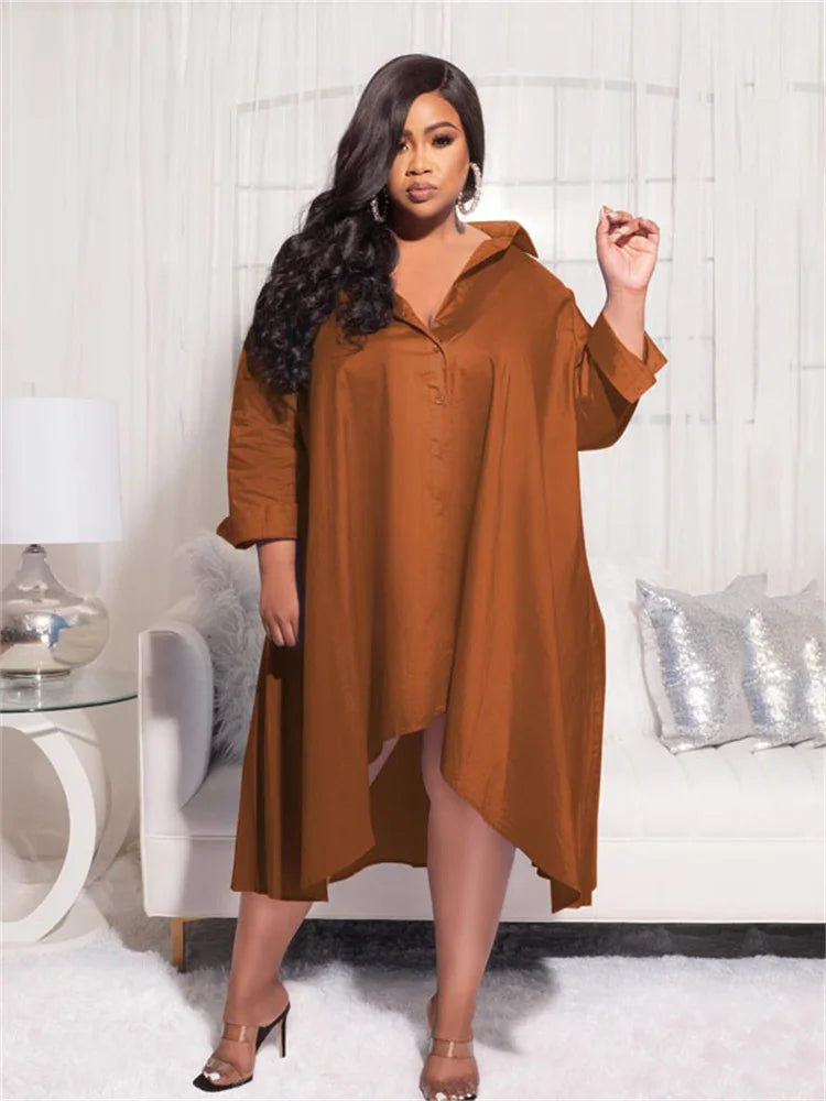 Maxy Plus Size Shirt Dresses Women Clothing Casual Loose dress