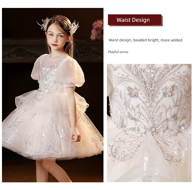 MaxybDresses of Bride Fellow Kids Women's 2024 Autumn New Classy Princess Dress Birthday Piano Catwalk Show Little Host Children's Performance