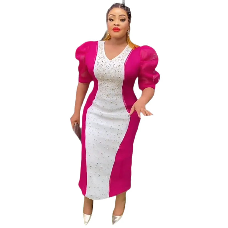 Gacy 3/4 Puff Sleeve Wedding Party Plus Size Gown African Dresses for Women African Dashiki Macy Robe Outfits African Clothing