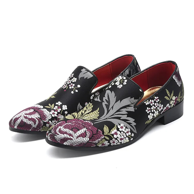 Visco Men's Casual Shoes Men's Comfortable Driving Loafers Light Moccasins Men Retro Embroidery Party Wedding Flats EUR Sizes 38-48