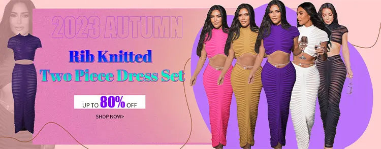 Babs Elegant Sexy Knitted Sweater Two Piece Set Women Off Shoulder Long Sleeve Pullovers Tops Bodycon Maxy Skirts Casual Dress Suits