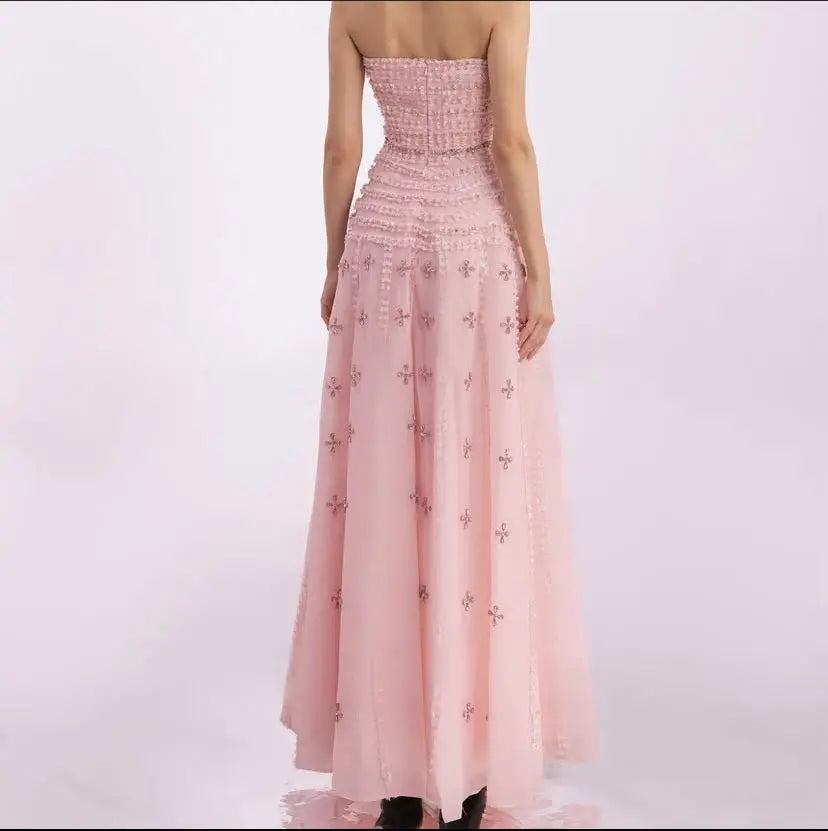 Maxy Customized Strapless Floor Length Crystal Beads The Latest Models Luxurious Evening Dresses Formal Dress