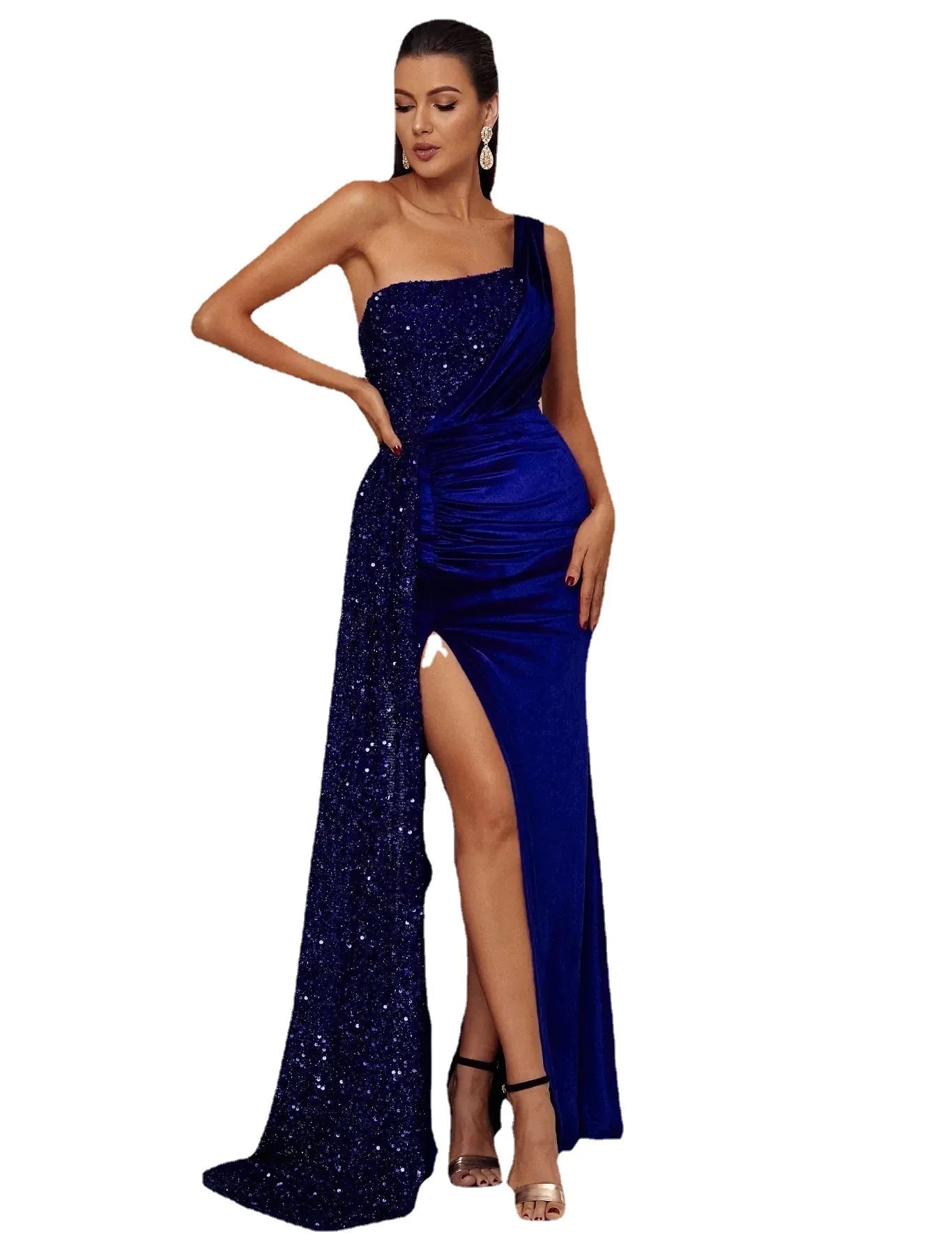 Maxy 2024 Female light luxury senior sense fishtail high-end banquet temperament hosted single off-the-shoulder dress evening gown