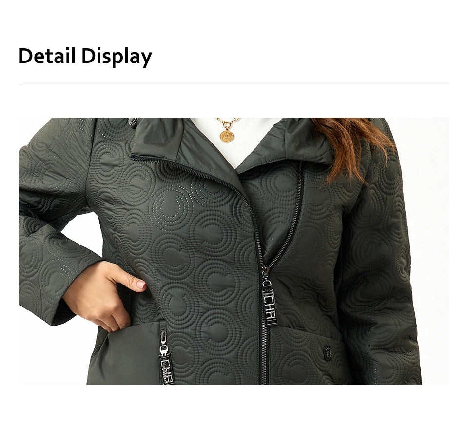 Macy Autumn Women Jackets Plus Size Long Hooded Quilted Light weight big pockets Bio-cotton Stylish Women's coat