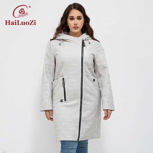 Macy Autumn Women Jackets Plus Size Long Hooded Quilted Light weight big pockets Bio-cotton Stylish Women's coat