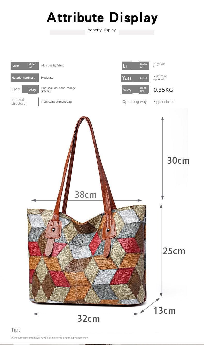 Maxy New Arrival Fashion Middle-Aged Soft Leather Print Big Bag