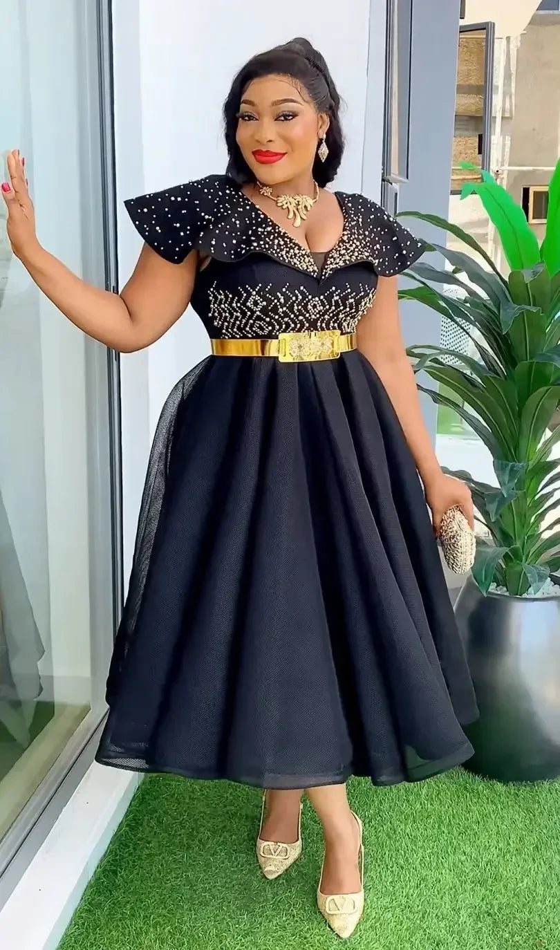 Maxy Plus Size African Wedding Party Dresses for Women 2024 New Dashiki Ankara Evening Gown Turkey Outfit Robe Africa Clothes