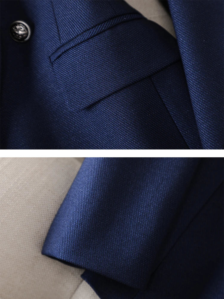 Maxy Gray Black Blue White Women's Pant Suit Long Sleeve Solid Ladies Blazer and Trouser Formal 2 Piece Set For Autumn Winter