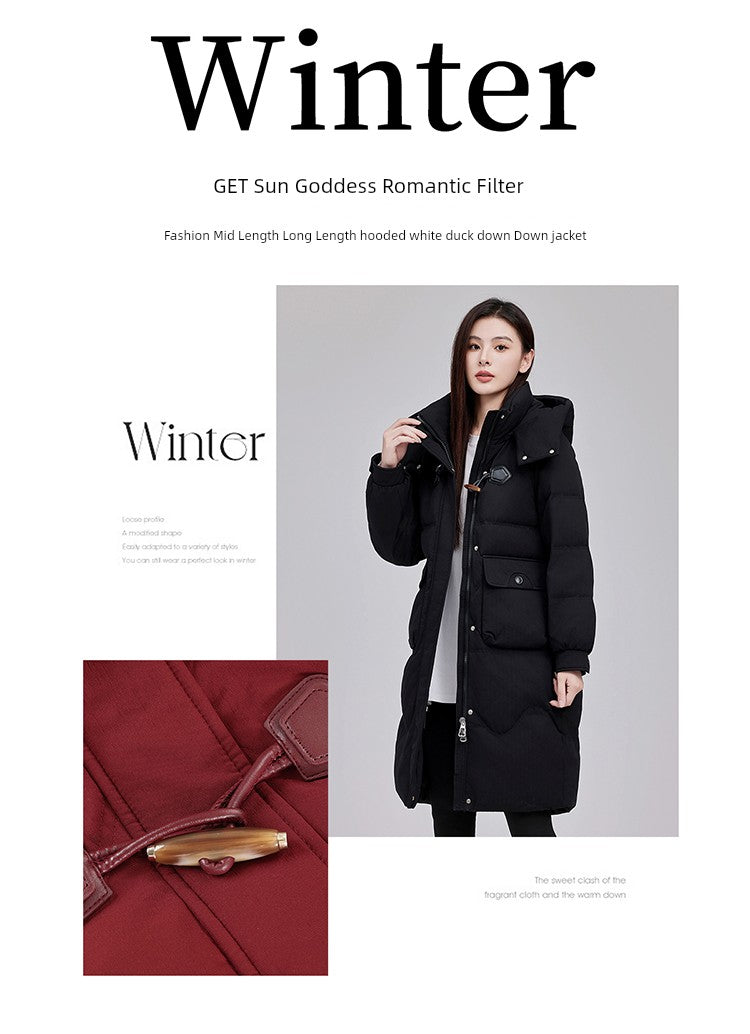 Maxy Yaloo Mid Length Long Length Loose and Warm Outwear down Jacket