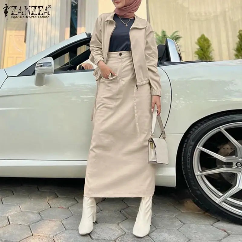 Maxy Woman Fashion Dress Sets Spring Long Sleeve Tops Skirts 2PCS Vintage Solid Party Suit Elegant OL Work Tracksuits