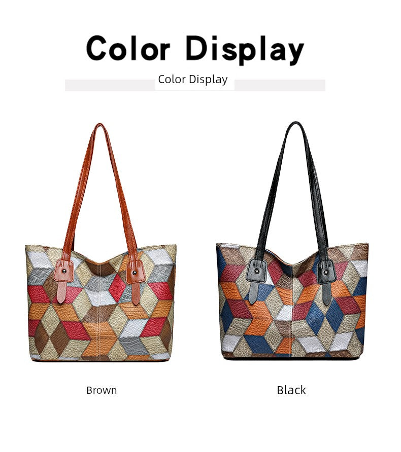 Maxy New Arrival Fashion Middle-Aged Soft Leather Print Big Bag