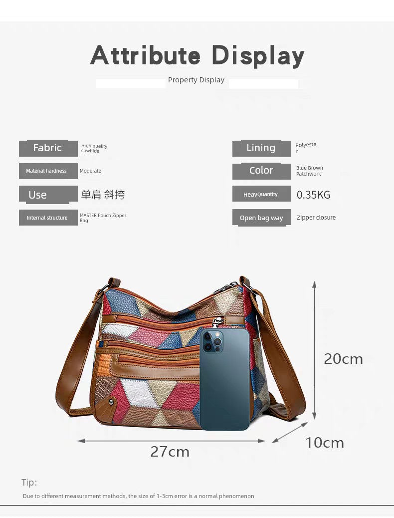 Maxy Multi-Layer Large Capacity Neutral Casual Shoulder Leather Women Bag