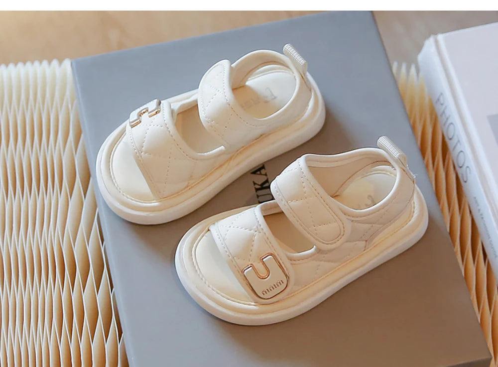 Maxy Summer Sandals For Girls PU Leather Waterproof Beach Sheos For Children Soft-soled Anti-slippery Girl's Sandals Summer Footwear