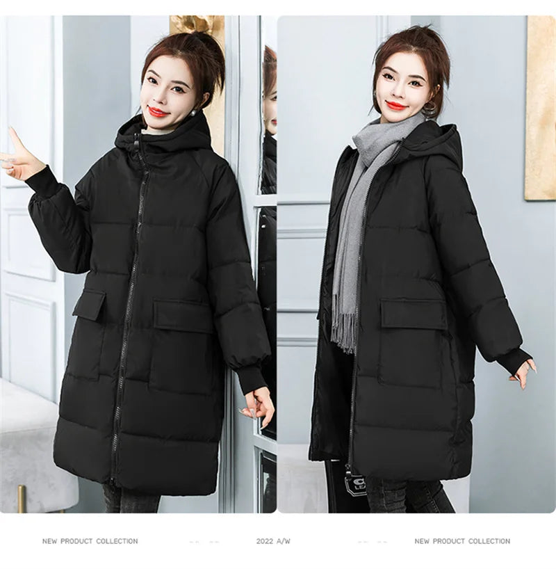 Super Large Size Winter Long Coat Women's Cotton-padded Jacket Oversize Loose Parkas Hooded Thicken Overcoat Plus Size XL-8XL