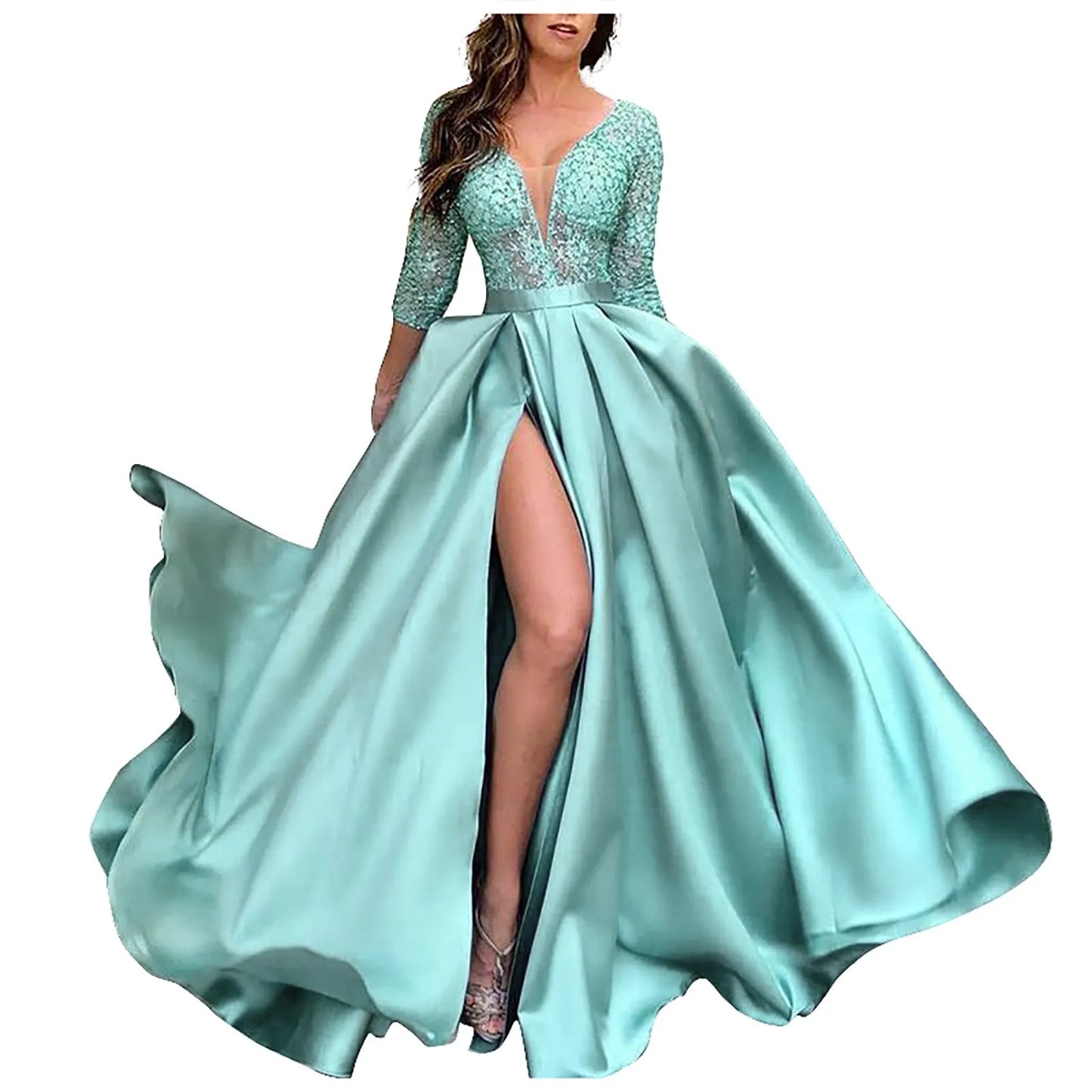 Maxy Women's Elegant Evening Dresses Women's Fashionable Long Dresses Trailing Evening Dresses Solid Color Floor-Length Dresses