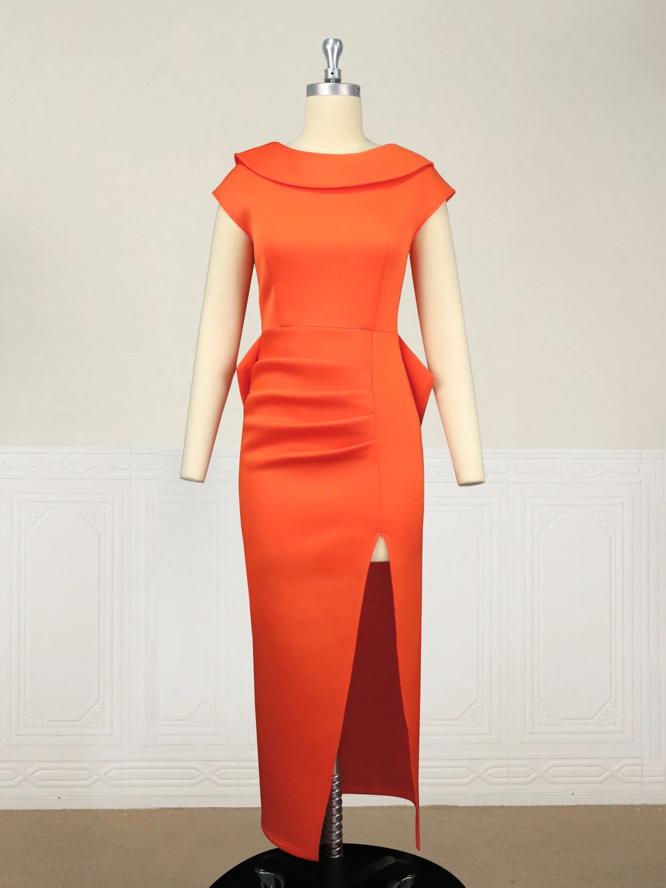 Maxy Women Wedding Guest Orange Dress Sexy Backless Big Bow Long Split Sheath Elegant African Gowns Celebrate Robes dress