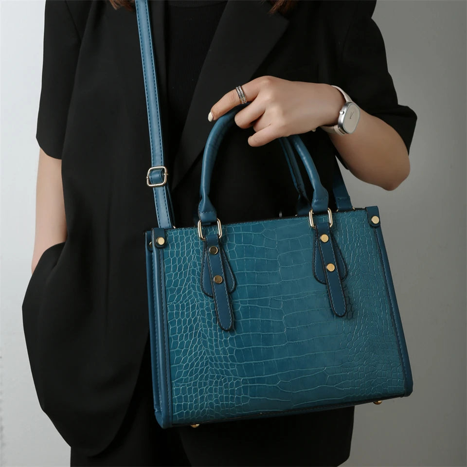 Maxy Luxury Crocodile Pattern Handbag Women Large Tote Shoulder Bags Designer Fashion Alligator Leather Crossbody Bag Ladies Handbags