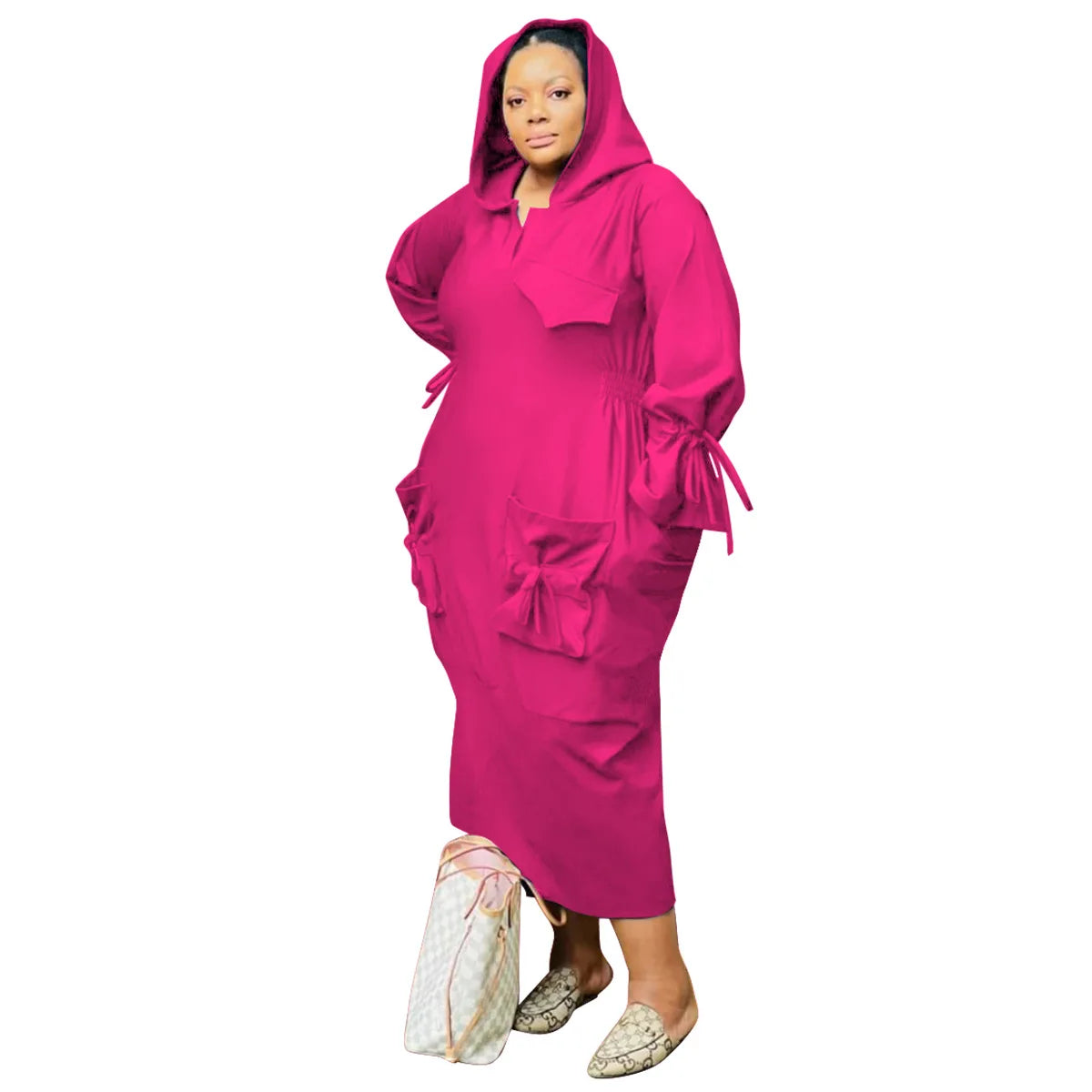 Maxy 5XL 4XL Plus Size Clothes Dresses Women Ruffle Robes Summer Autumn Loose Street Style Casual Big Size Hooded Maxy Dress