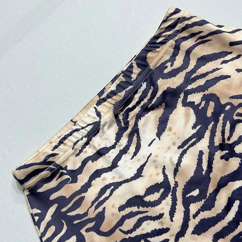 Amay Tiger Printed Two Piece Set for Women, Sexy Long Sleeve Tops, Maxi Skirts, Matching Sets, Slim Outfits, Party Wear, Summer