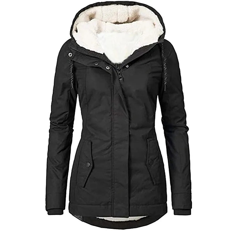 Babs 2024 New Winter Women Warm Parkas Hooded Thick Plush Coats Female Mid-Long Cotton Jacket Warm Coat Outwear