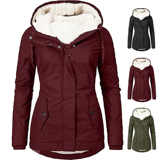 Babs 2024 New Winter Women Warm Parkas Hooded Thick Plush Coats Female Mid-Long Cotton Jacket Warm Coat Outwear