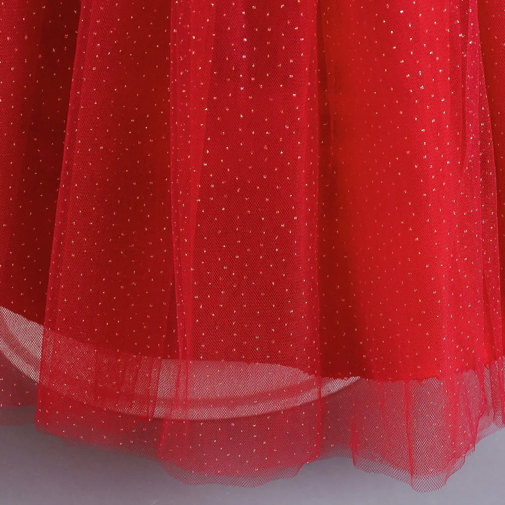 Maxy Girls' Wedding Dress Pompadour Princess Children's Christmas Evening Dresses