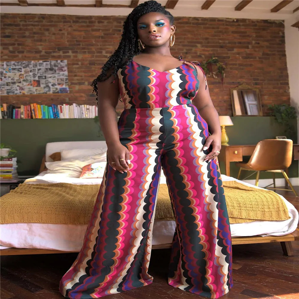 Maxy Plus Size Jumpsuit Women Clothing Casual Tank Slip Wide Leg One Piece Outfit Summer Fashion Romper