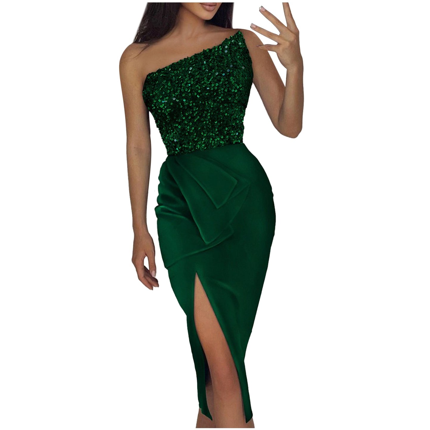 Macy Ladies Autumn Winter Sleeveless Stitching Glitter Sparkly Sequin Dress Cocktail Evening Party Dress.